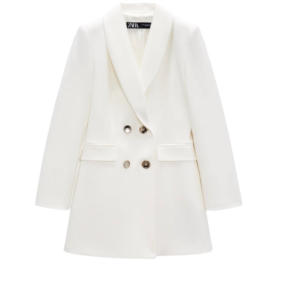 ZARA WHITE DOUBLE-BREASTED JACKET SIZE s